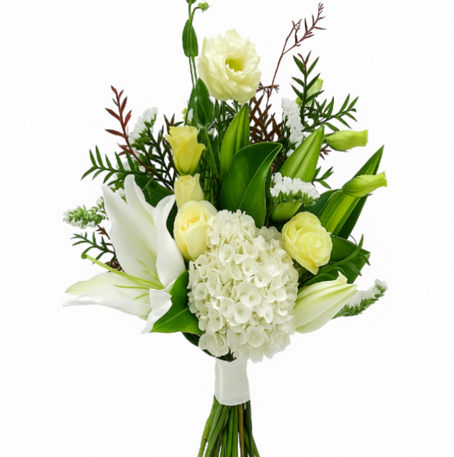 Bouquet of classic white fresh flowers from Lower Hutt Florist