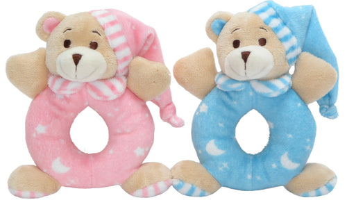 Soft toy bear rattle for a baby