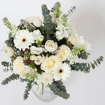 Bouquet of classic white fresh flowers from Lower Hutt Florist